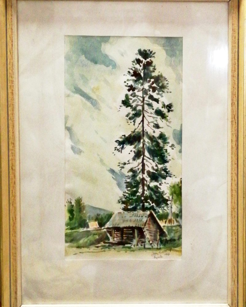 Картина върху картон с рамка, акварел