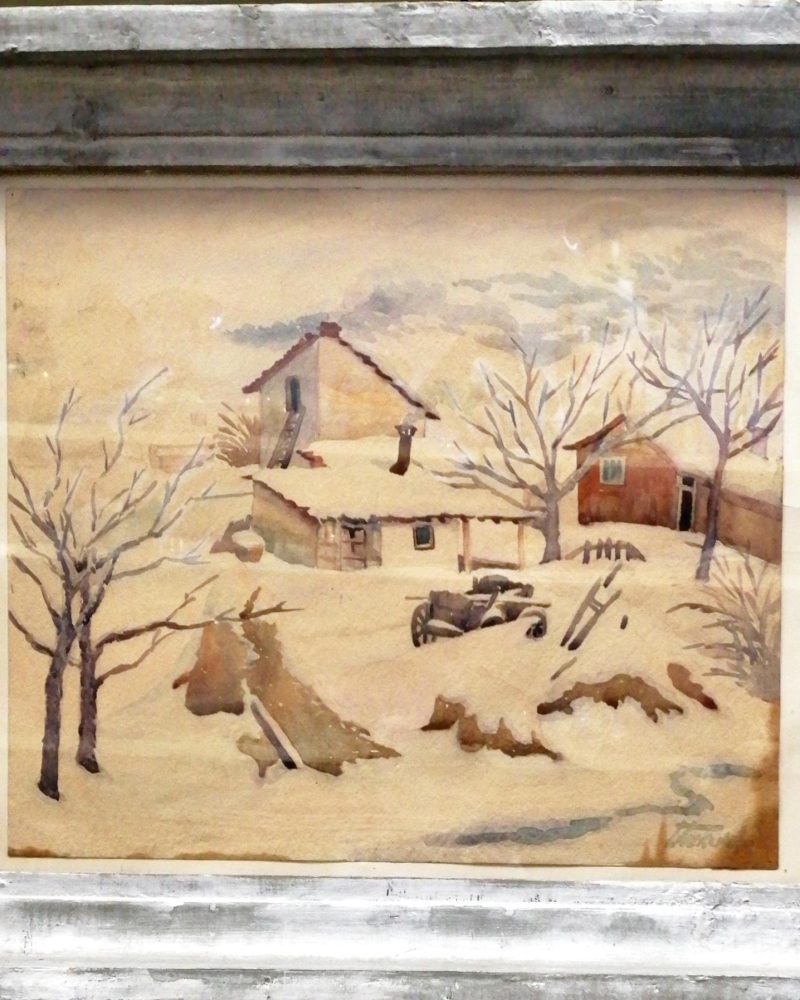 Картина върху картон с рамка, акварел
