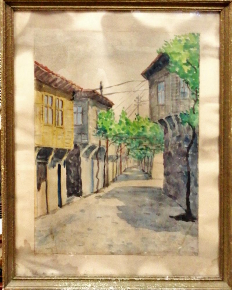 Картина върху картон с рамка, акварел