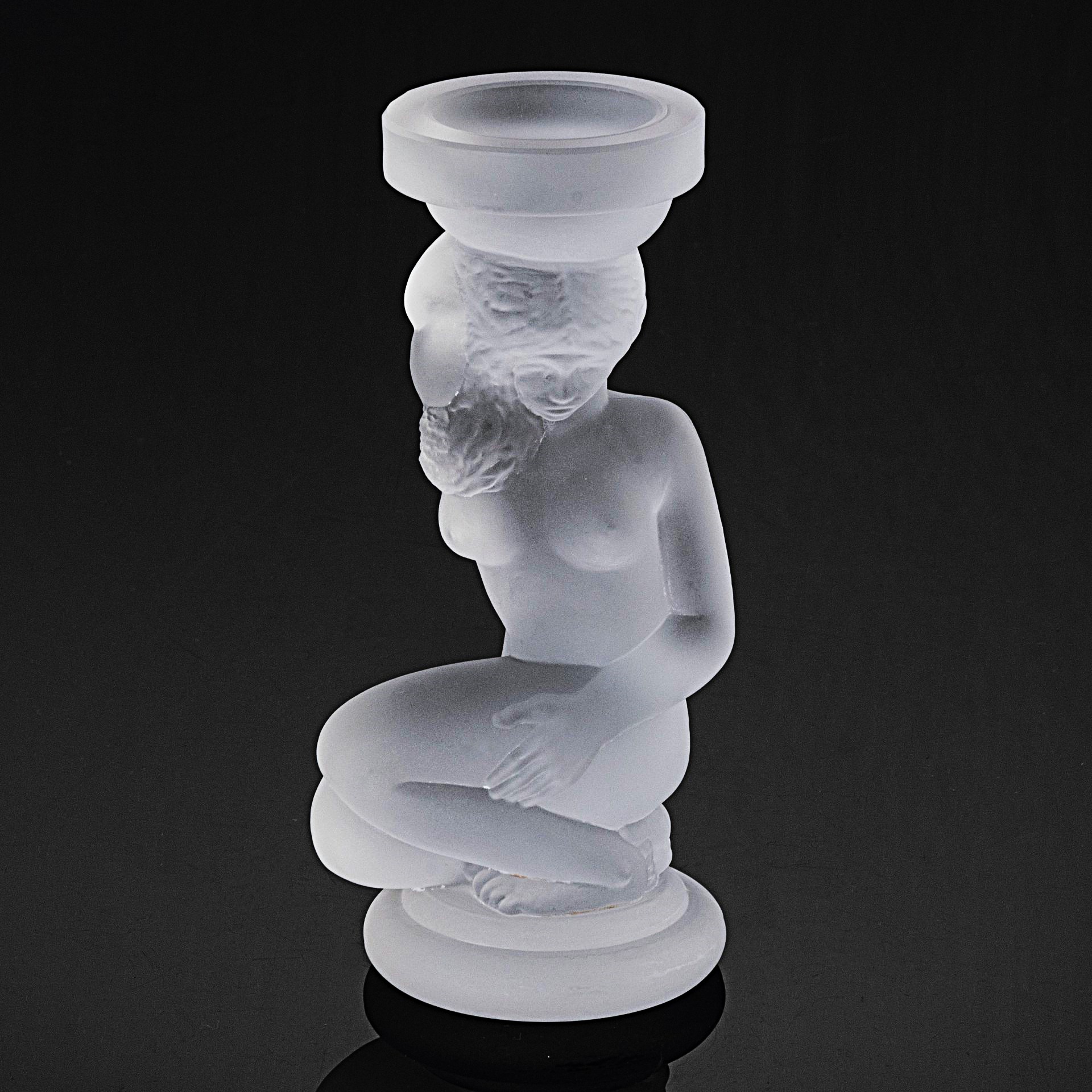 Свещник/скулптура - сатениран кристал